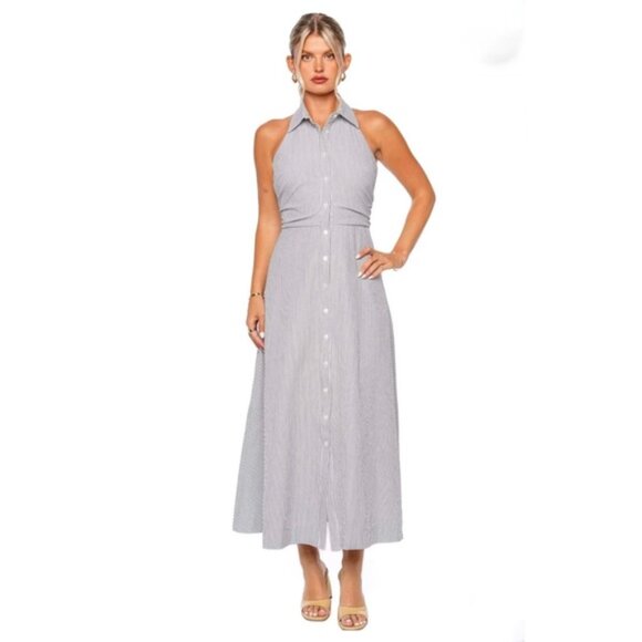 NWT Veronica Beard Mackey Seersucker Halter Back Midi Dress - Picture 3 of 16